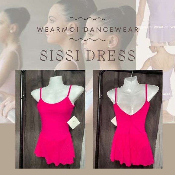 NEW Wear Moi Sissi Leotard Tulle Skirt V-back Dress Adult FUSHIA (Pink) - Picture 1 of 1